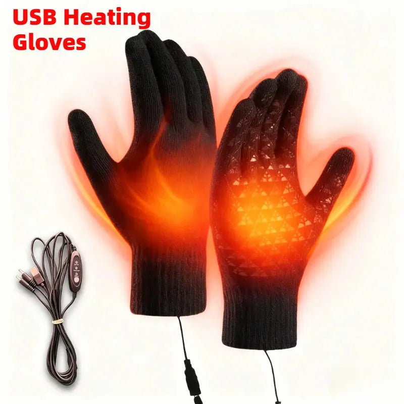 Winter Electric Heated Gloves Touch Screen Motorcycle/Bike Warm Gloves Outdoor Riding Skiing Mitten USB Heated Gloves No Battery Peak Store Co.