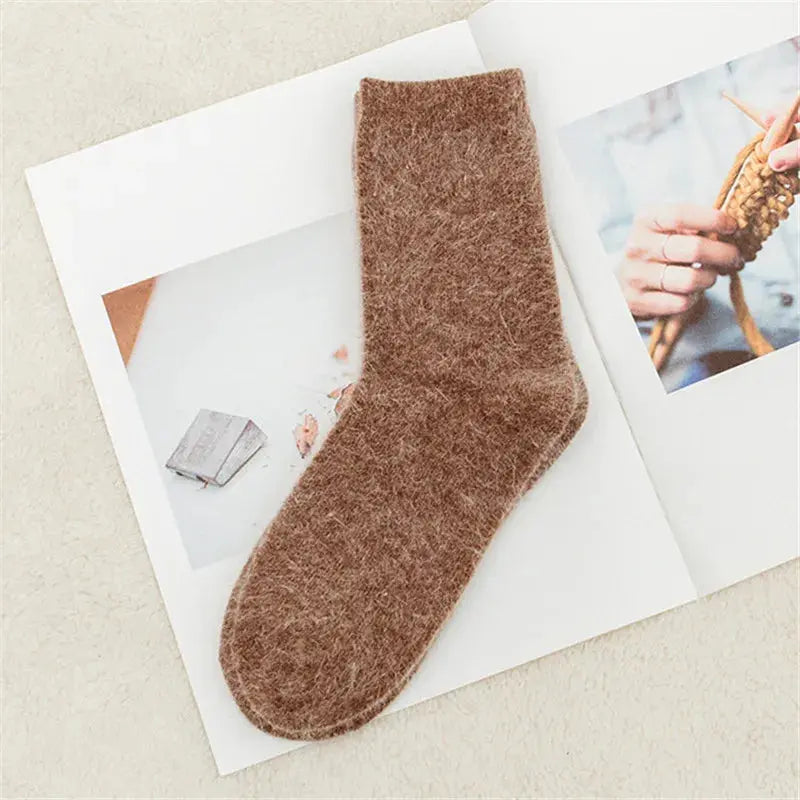 Sock Leisure Ankle Crew Fuzzy Autumn Winter Rabbit Fur Women mid-calf Thickened Warm Soft Wool 8W96 Peak Store Co.