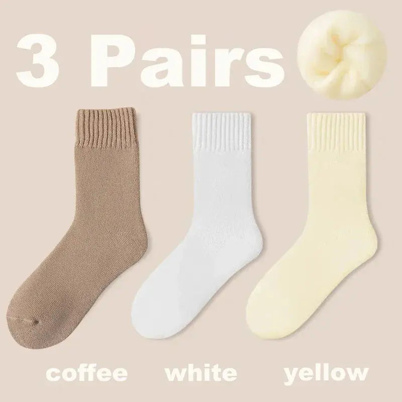 3-Pack Women's Wool Winter Socks - Thick Plush Postpartum & Sleep Snow Socks - Peak Store Co.