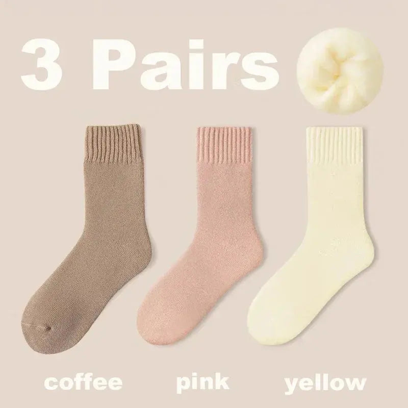 3-Pack Women's Wool Winter Socks - Thick Plush Postpartum & Sleep Snow Socks - Peak Store Co.