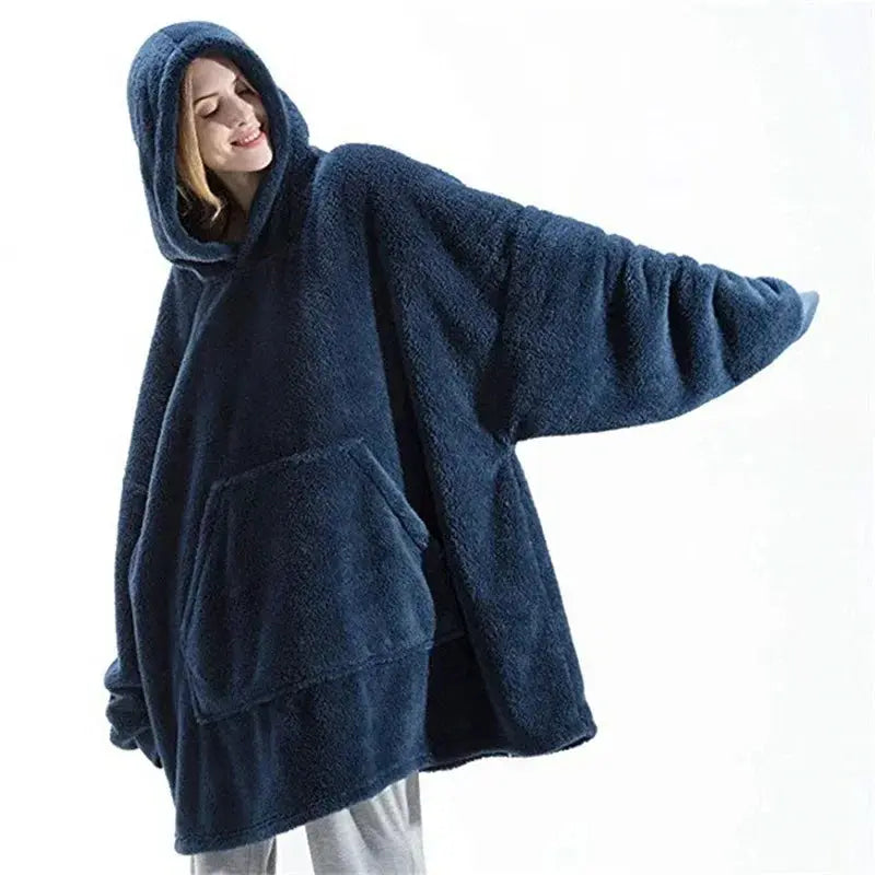 Double-Faced Fleece Hoodie Blanket - Oversized Wearable Blanket with Large Pocket (Unisex) - Peak Store Co.