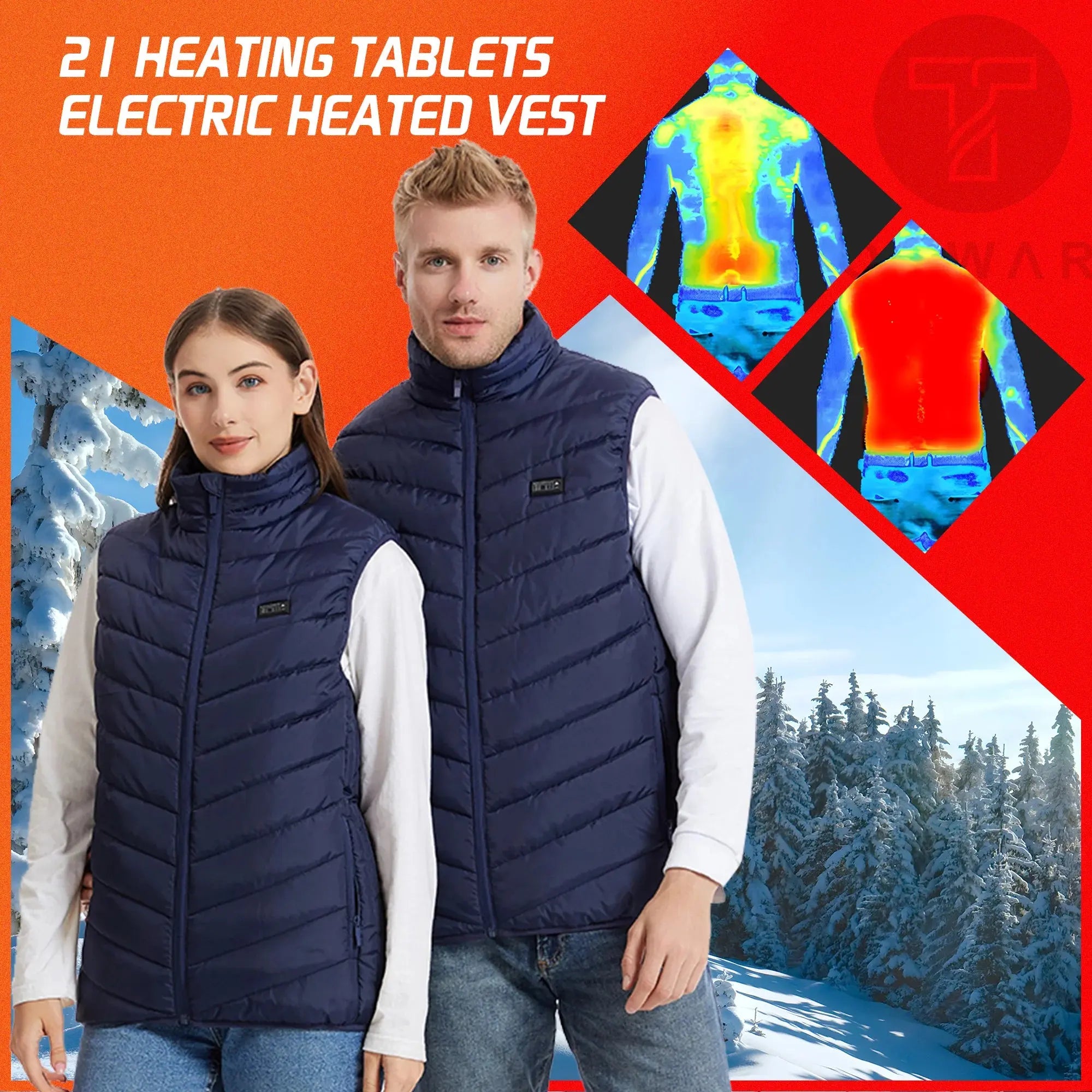 TODWARM Heated Vest 26 Areas Men Jacket Heated Winter Womens Heater Jacket Thermal Vest Body Warmer Outdoor sports Coat 6XL - Peak Store Co.