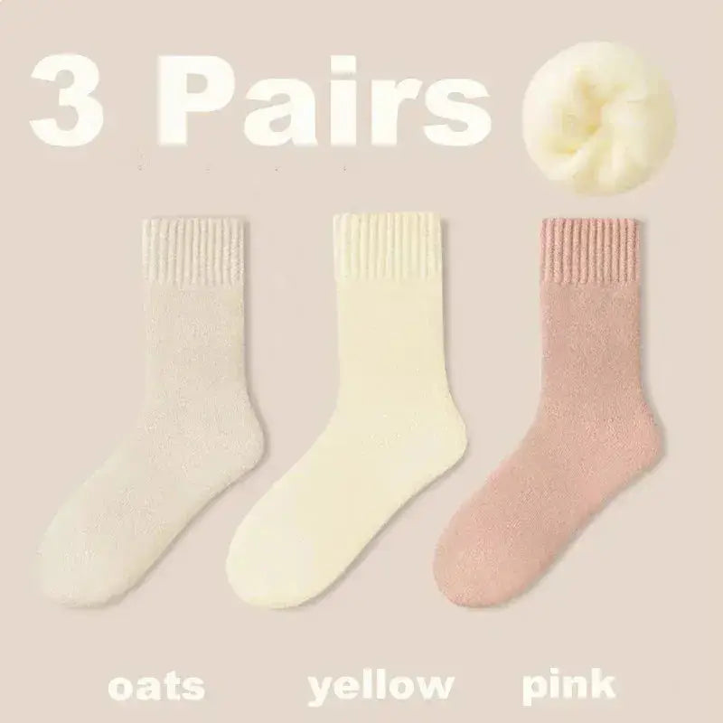 3-Pack Women's Wool Winter Socks - Thick Plush Postpartum & Sleep Snow Socks - Peak Store Co.