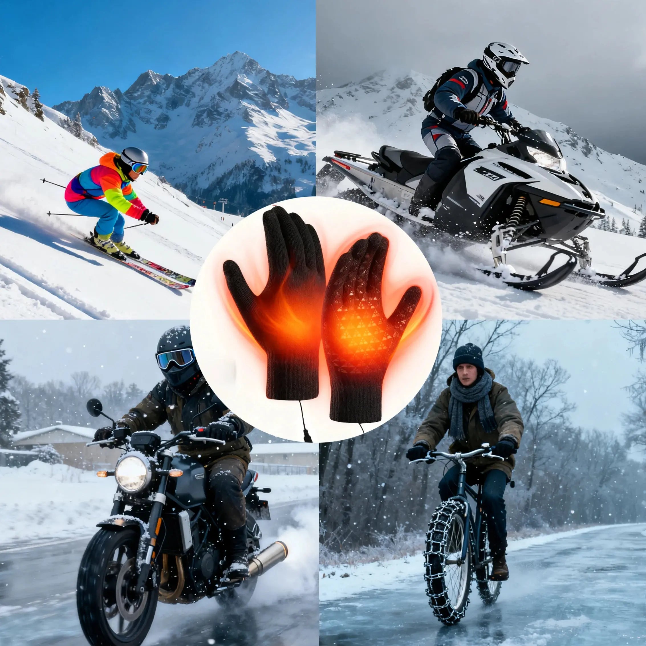 Winter Electric Heated Gloves Touch Screen Motorcycle/Bike Warm Gloves Outdoor Riding Skiing Mitten USB Heated Gloves No Battery Peak Store Co.