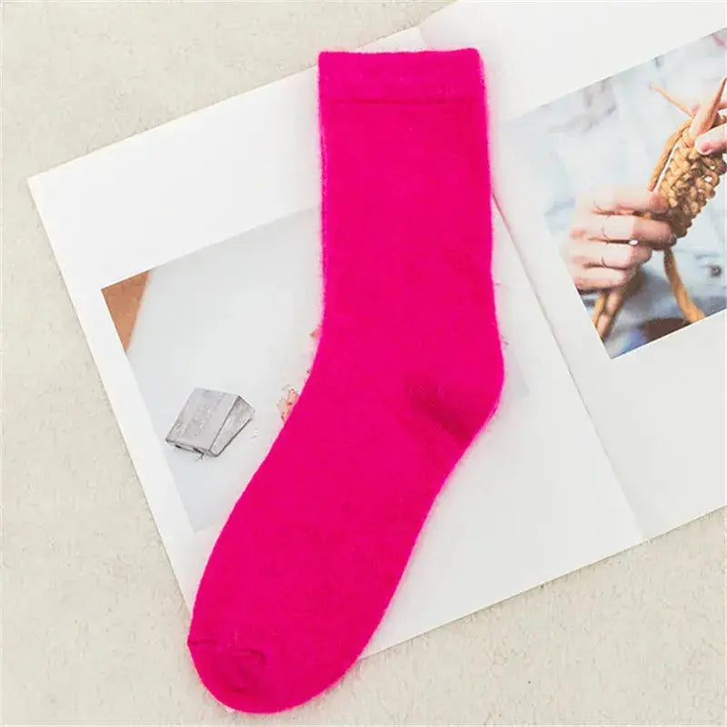 Sock Leisure Ankle Crew Fuzzy Autumn Winter Rabbit Fur Women mid-calf Thickened Warm Soft Wool 8W96 Peak Store Co.