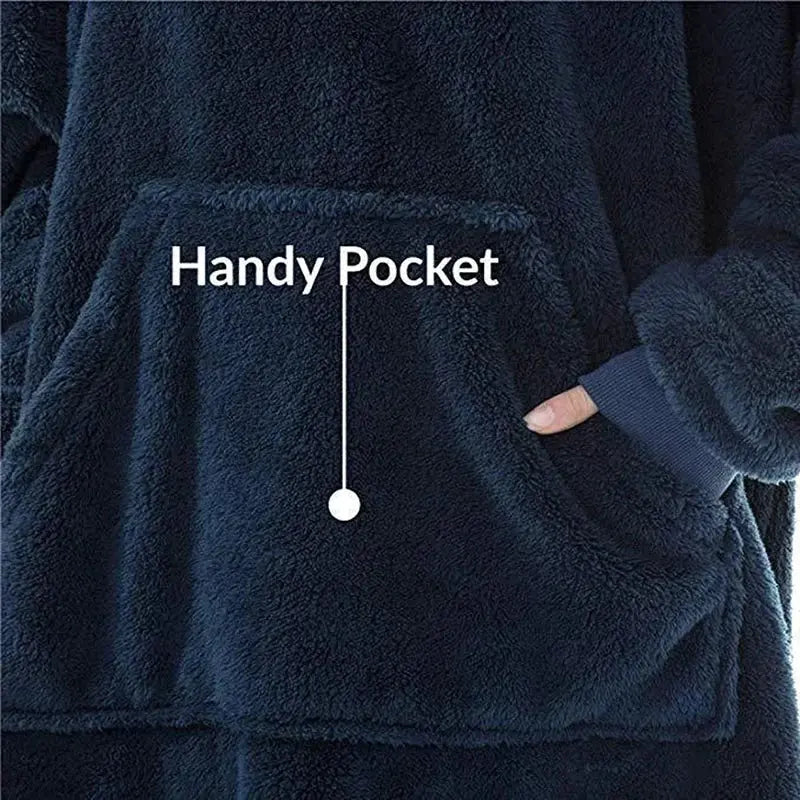 Double-Faced Fleece Hoodie Blanket - Oversized Wearable Blanket with Large Pocket (Unisex) - Peak Store Co.