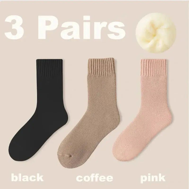 3-Pack Women's Wool Winter Socks - Thick Plush Postpartum & Sleep Snow Socks - Peak Store Co.