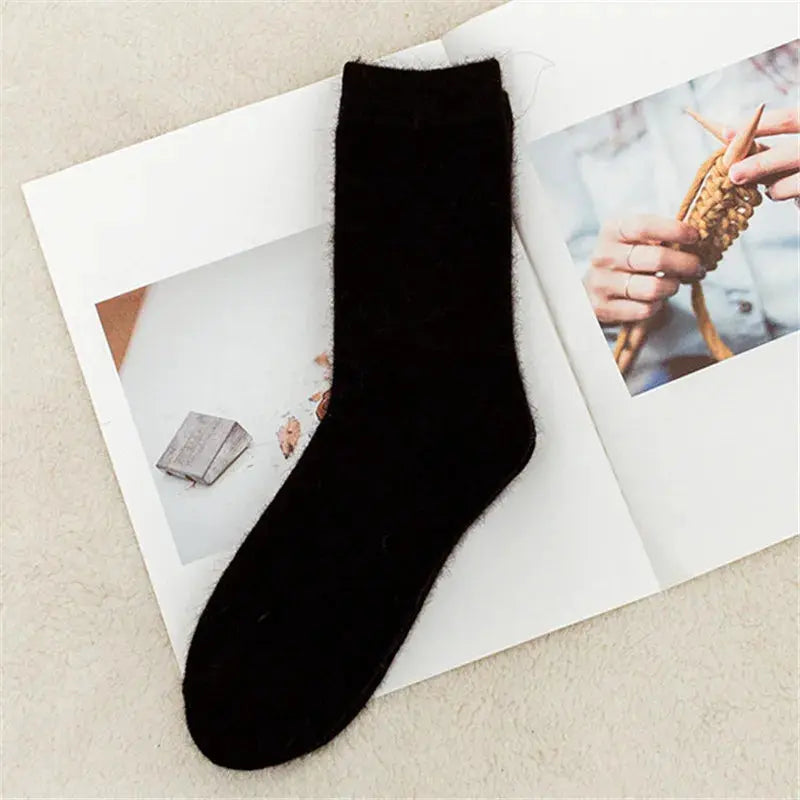 Sock Leisure Ankle Crew Fuzzy Autumn Winter Rabbit Fur Women mid-calf Thickened Warm Soft Wool 8W96 Peak Store Co.