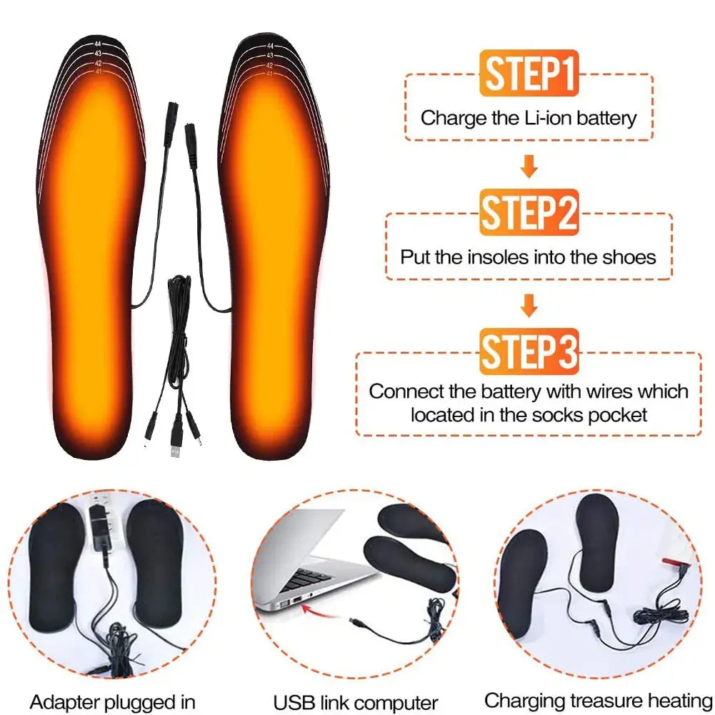 USB Rechargeable Heated Insoles Size 35-46 DIY Customizable Electric Heated Shoes Pad for Outdoor Skiing Winter Foot Warmers - Peak Store Co.