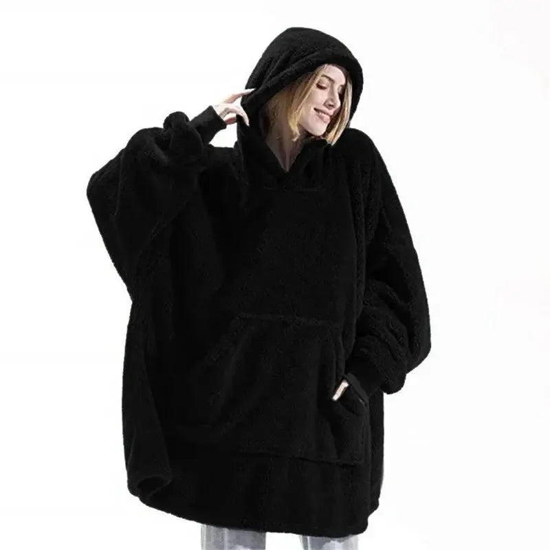 Double-Faced Fleece Hoodie Blanket - Oversized Wearable Blanket with Large Pocket (Unisex) - Peak Store Co.