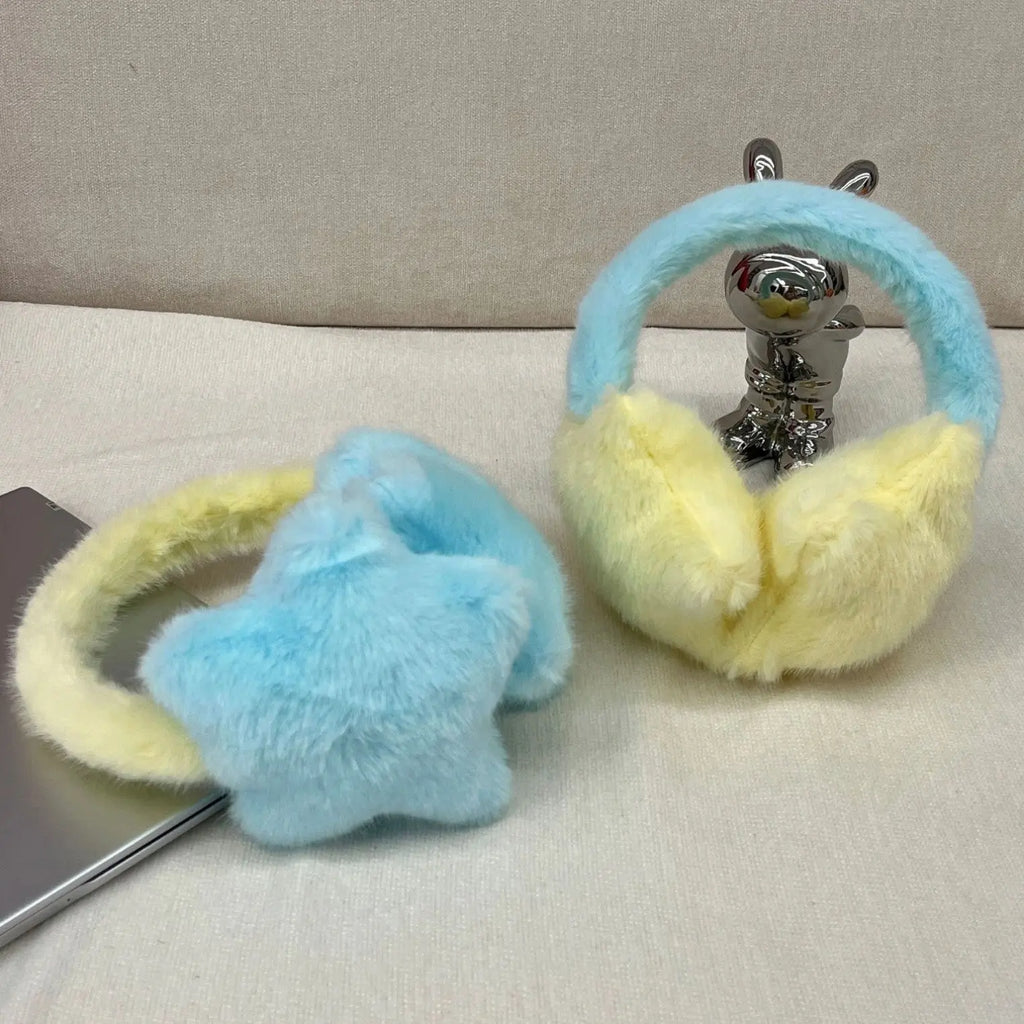 Winter Outdoor Cycling Warm Ear Muffs Fluffy Contrasting Five-pointed Star - Peak Store Co.